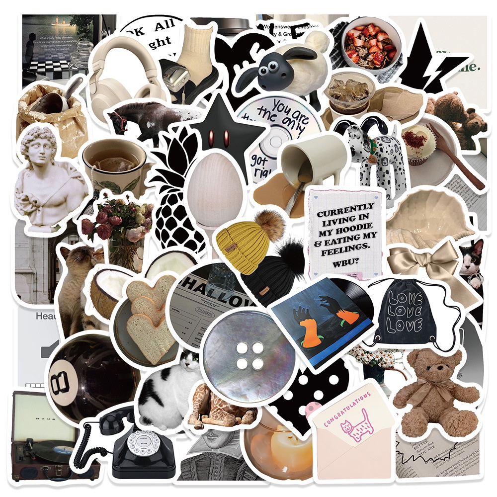 Vintage Fashion Store - 60PCS Stiker Vintage Klasik 3D Modern