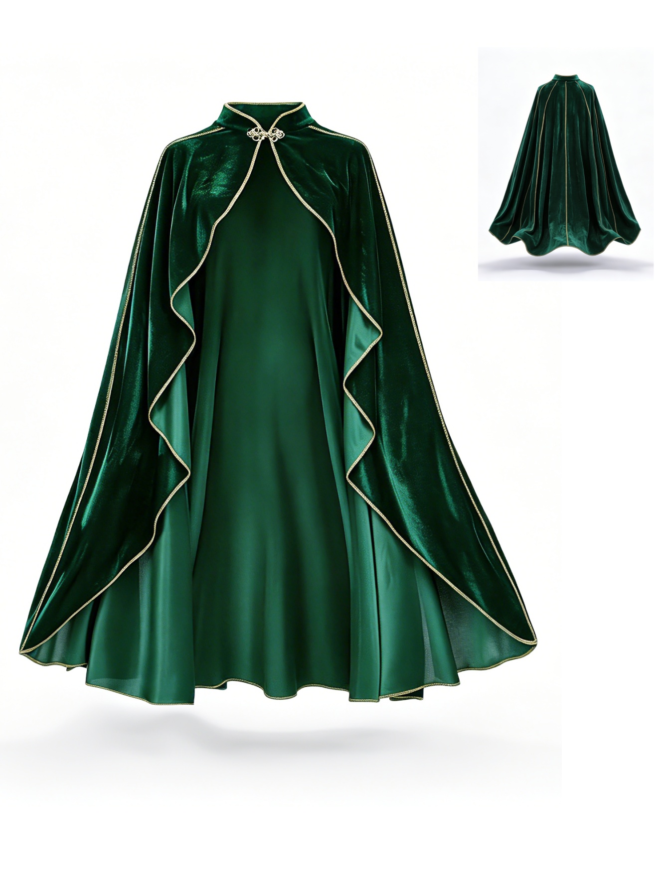 Vintage Trench Coat - Jubah Beludru Hijau Vintage Wanita dengan