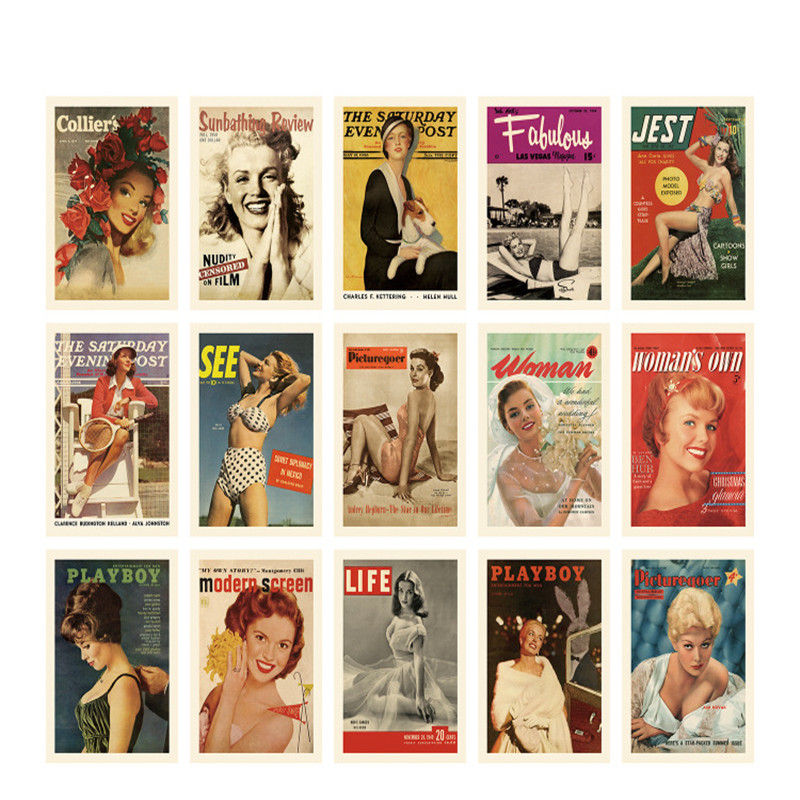Vintage Fashion Magazine Covers - 15 Lembar Kartu Pos Antik Sampul