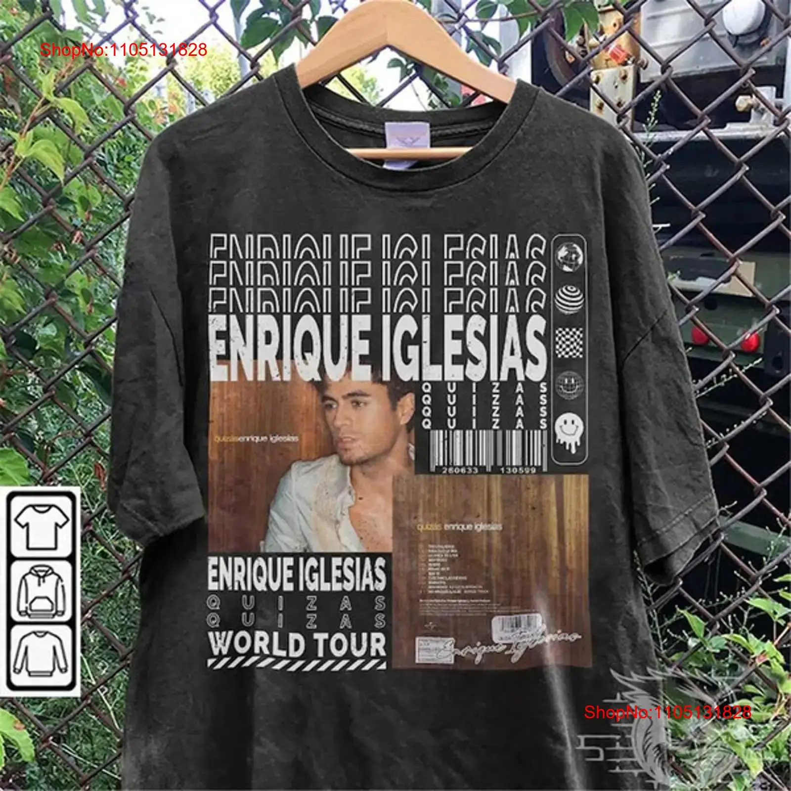 Vintage Fashion Quiz - Kaos Musik Enrique Iglesias Y2K 90s