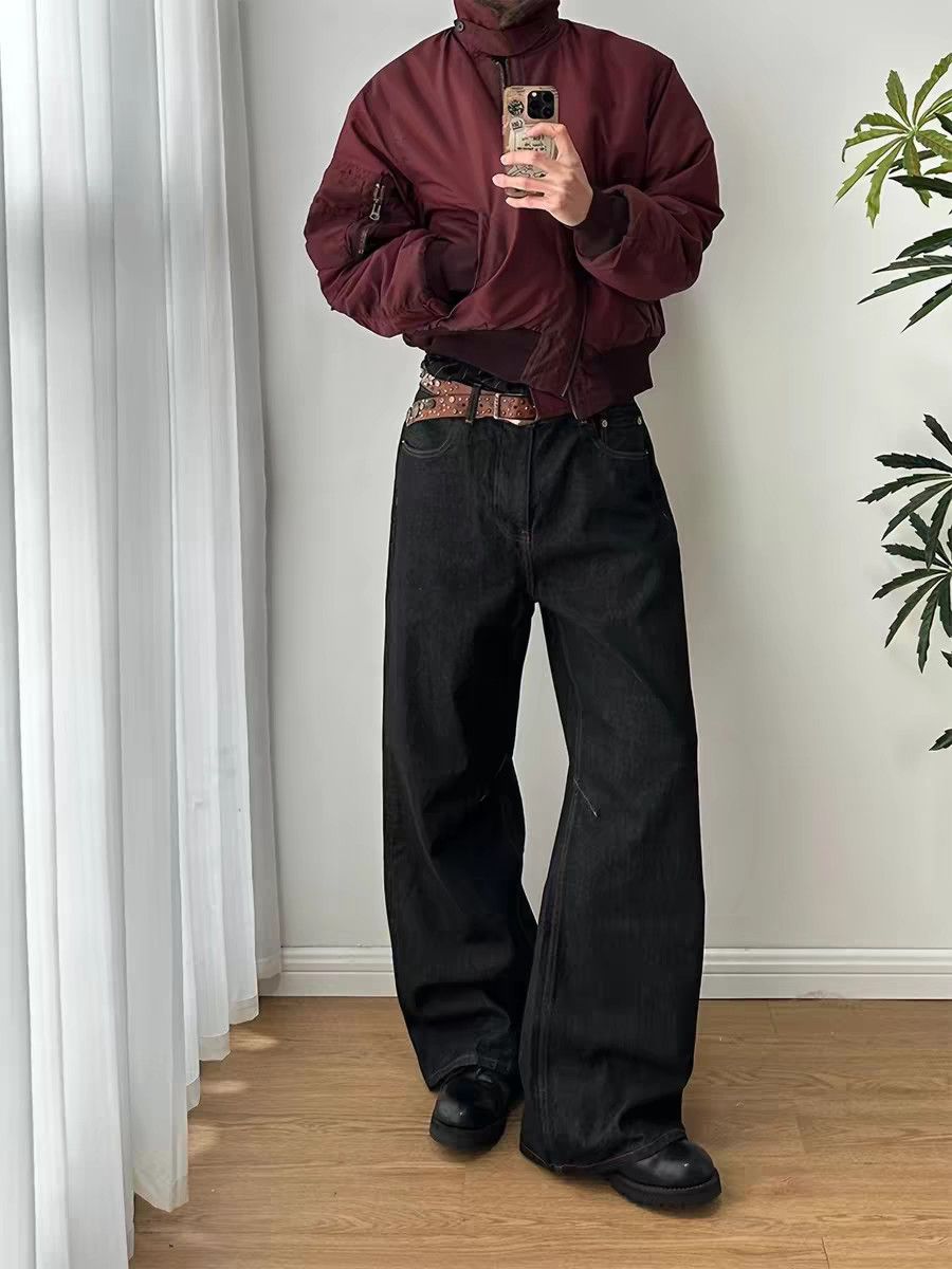 Retro Track Pant - Celana Jeans Warna Polos Gaya Sederhana