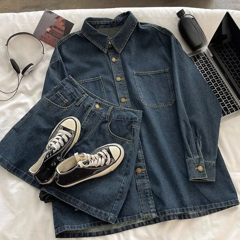 Set Rok Denim Y2K: Jaket Kanci - Vintage Fashion ulasan dan harga