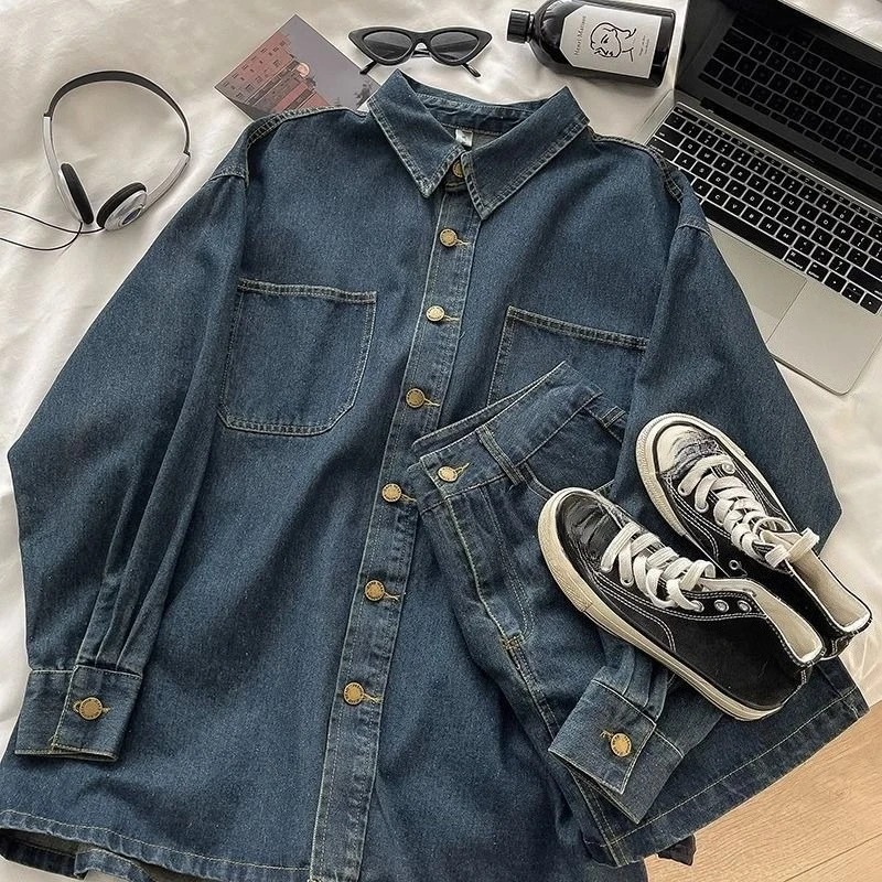 Set Rok Denim Y2K: Jaket Kanci - Vintage Fashion ulasan dan harga
