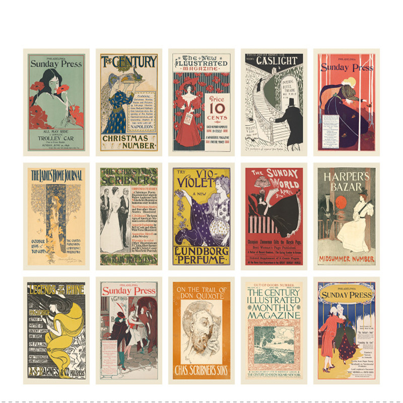15 Lembar Kartu Pos Antik Samp - Vintage Fashion Magazine Covers ulasan dan harga