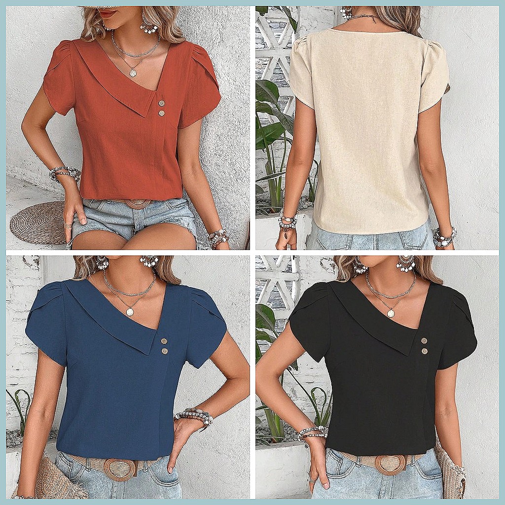 Blus Warna Solid Vintage Musim - Vintage Fashion ulasan dan harga