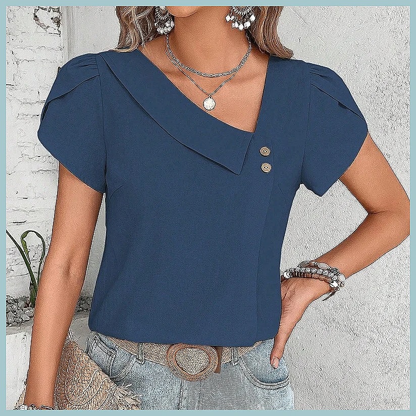 Blus Warna Solid Vintage Musim - Vintage Fashion ulasan dan harga